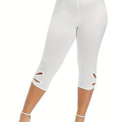 Solid Skinny Capris Leggings Women's Clothing