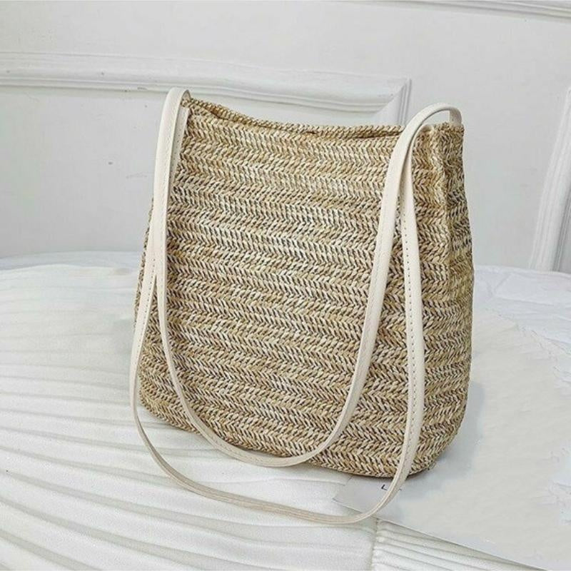 Vintage Straw Woven Hobo Bag Bohemian Tote Beach Shoulder Handbag