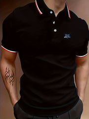 Wolf Head Print Polo Shirt Short Sleeve Outdoor Summer