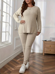 Ribbed Knit Top & Leggings Loungewear Set