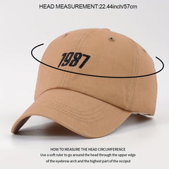 1987 Embroidered Baseball Cap Unisex Dad Hat Adjustable Couple Sun Hat