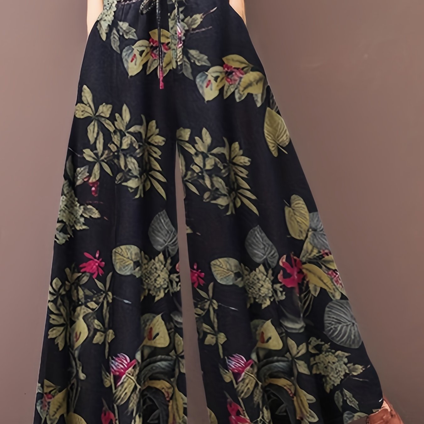  Women's Floral Print Wide Leg Pants