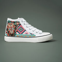 Cow Print Plush Lined Chunky Canvas Sneakers Warm Breathable Non Slip