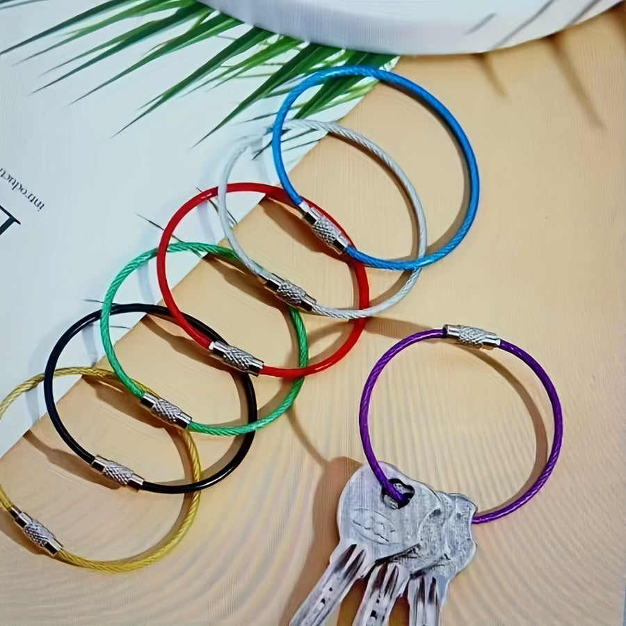 12pcs Key Ring Loop Wire Keychain Cable Rotating Screw Key Ring