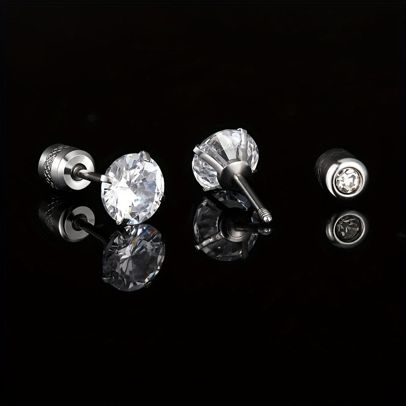 Rainbow Zircon Titanium Steel Stud Earrings Hypoallergenic Spiral Stud Earrings