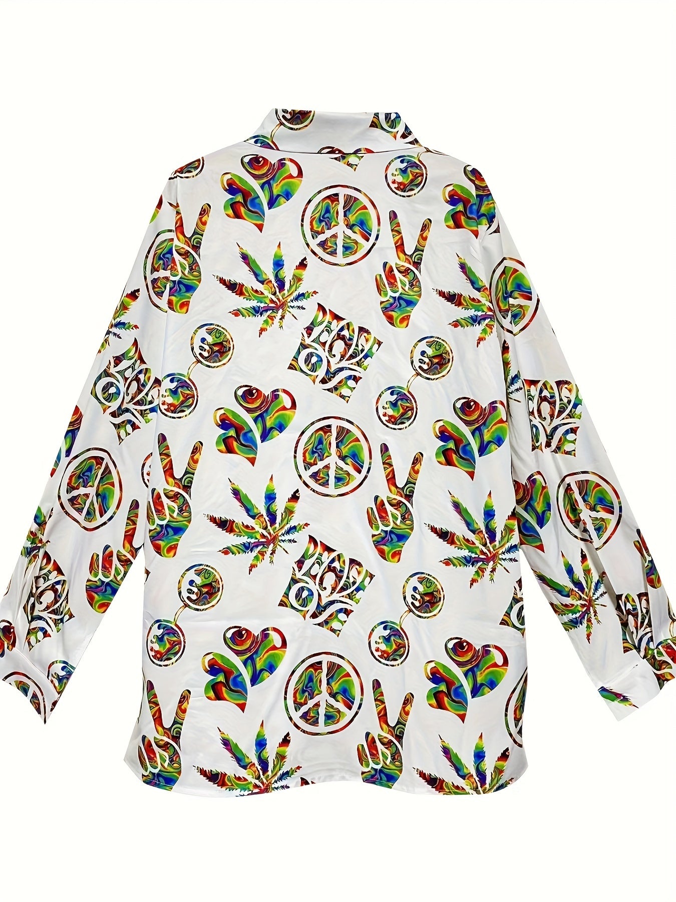  Casual Blouse Women's Plus Allover Print Lapel Collar Shirt