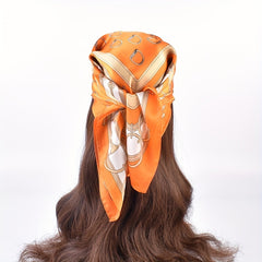Vintage Chain Print Bandana Silk Square Scarf Shawl Neckerchief