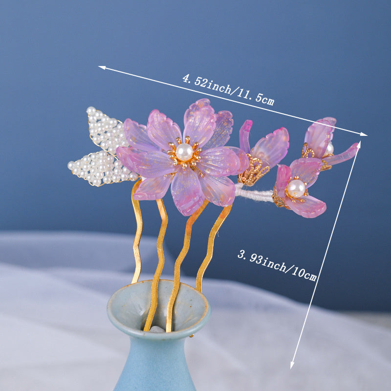 Faux Pearl Flower Hair Pin Chinese Style Hair Accessories