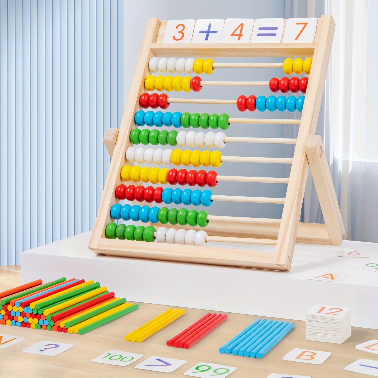 Wooden Abacus Toy for Early Learning Math - Preschool Educational Counting Beads
