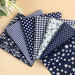 7pcs Navy Cotton Fabric Printed Patchwork Fabric for DIY Sewing