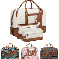 Large Capacity Lightweight Carry on Bag Set Canvas Luggage Weekender Gym Bag