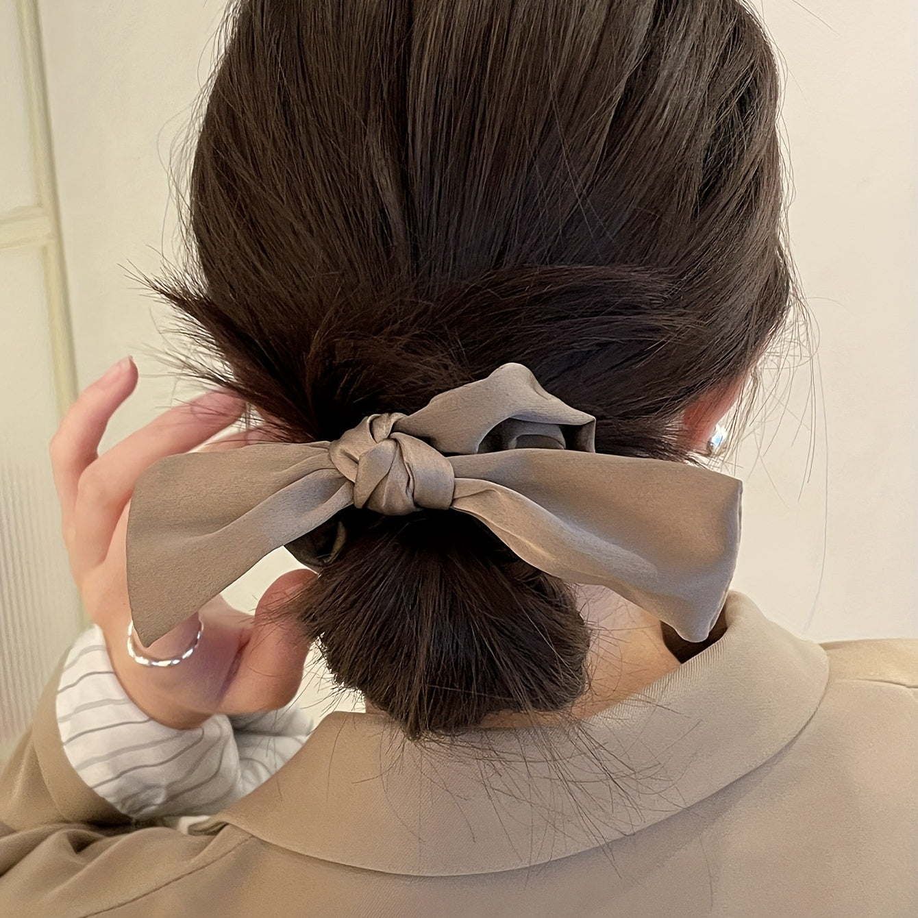 3pcs Satin Bow Scrunchies Hair Tie Bowknot Hair Ring Women Girls Accessories
