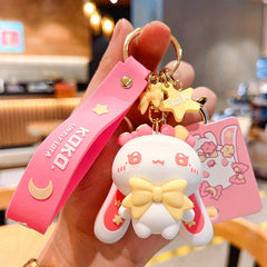 Cartoon Rabbit Keychain Animal Doll Key Ring Purse Bag Backpack Car Charm