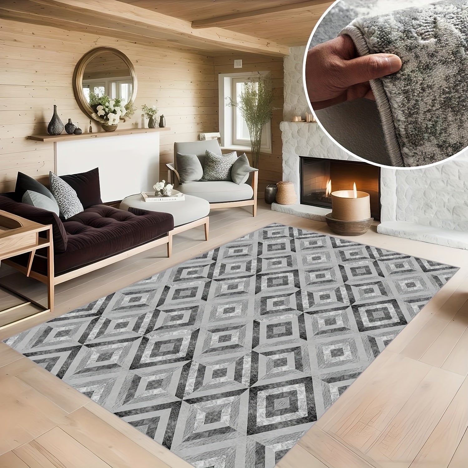 Quadrilateral Carpet for Any Space Anti Slip Easy to Clean