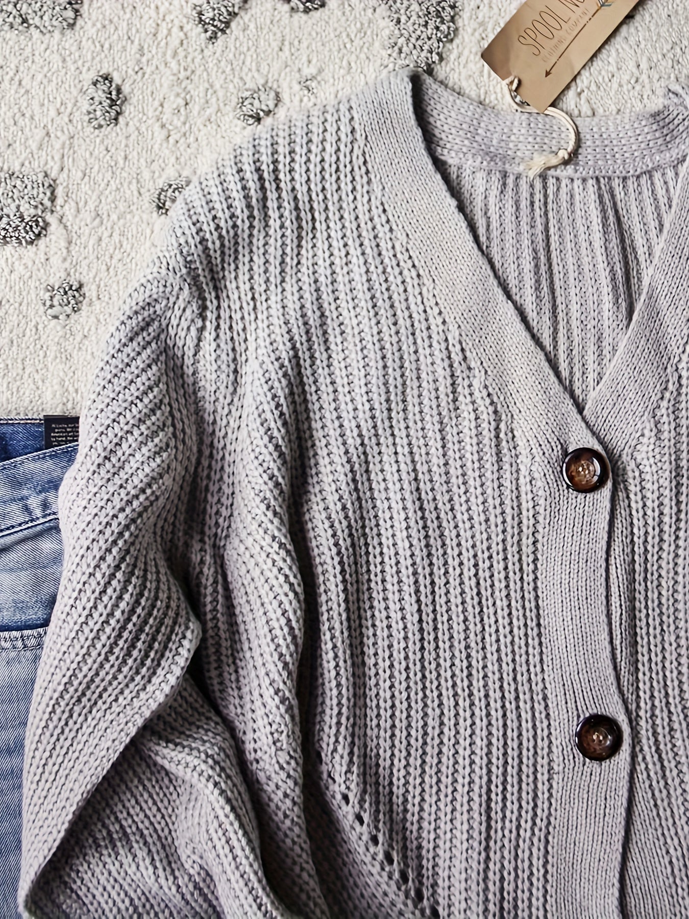  Solid Button Up Long Sleeve Cardigan