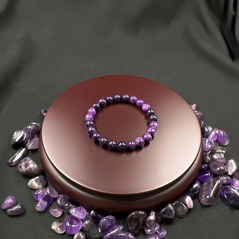 Purple Crystal Gemstone Elastic Bracelet for Relaxation and Meditation