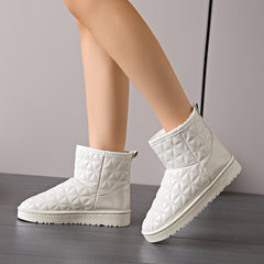 Women's Waterproof Argyle Snow Boots Plush Inner Comfort Lightweight Ankle Boots