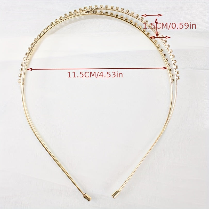 Crossed Rhinestone Headband Skinny Headdress Hair Band for Wedding