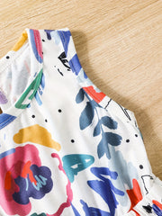 Toddler Girls Graffiti Sleeveless Rompers for Beach Vacation
