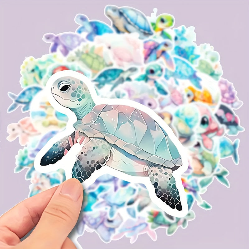50pcs Sea Turtle Stickers Ocean Wildlife Decorative Vinyl Decals