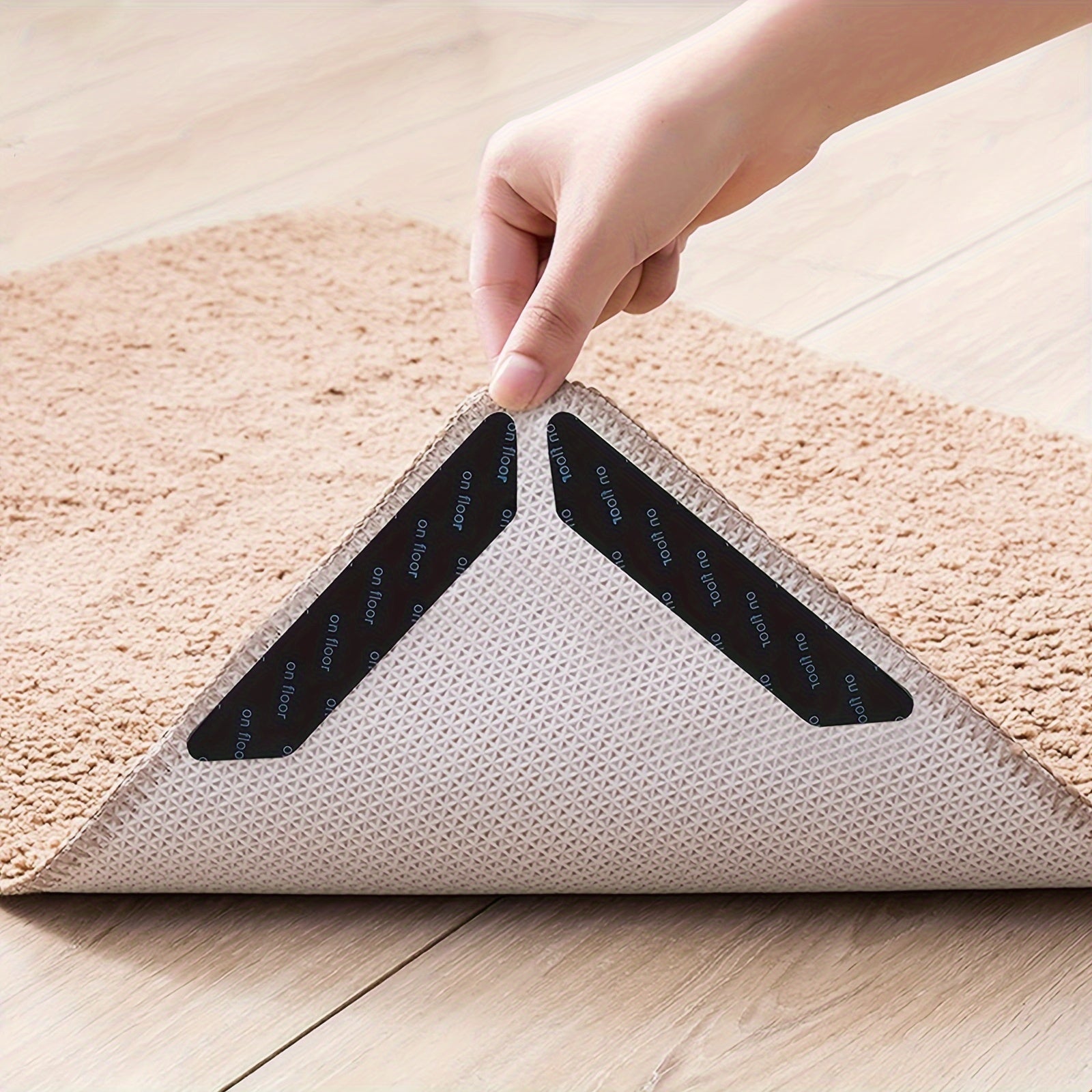 4pcs Non-Slip Carpet Stickers for Rugs 12.5in Prevent Moving Edges
