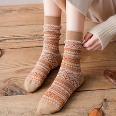 5 Pairs Vintage Pattern Crew Socks for Women