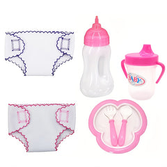 Doll Play Toy Set with Printed Bib and Diaper - Ideal for Children Over 3