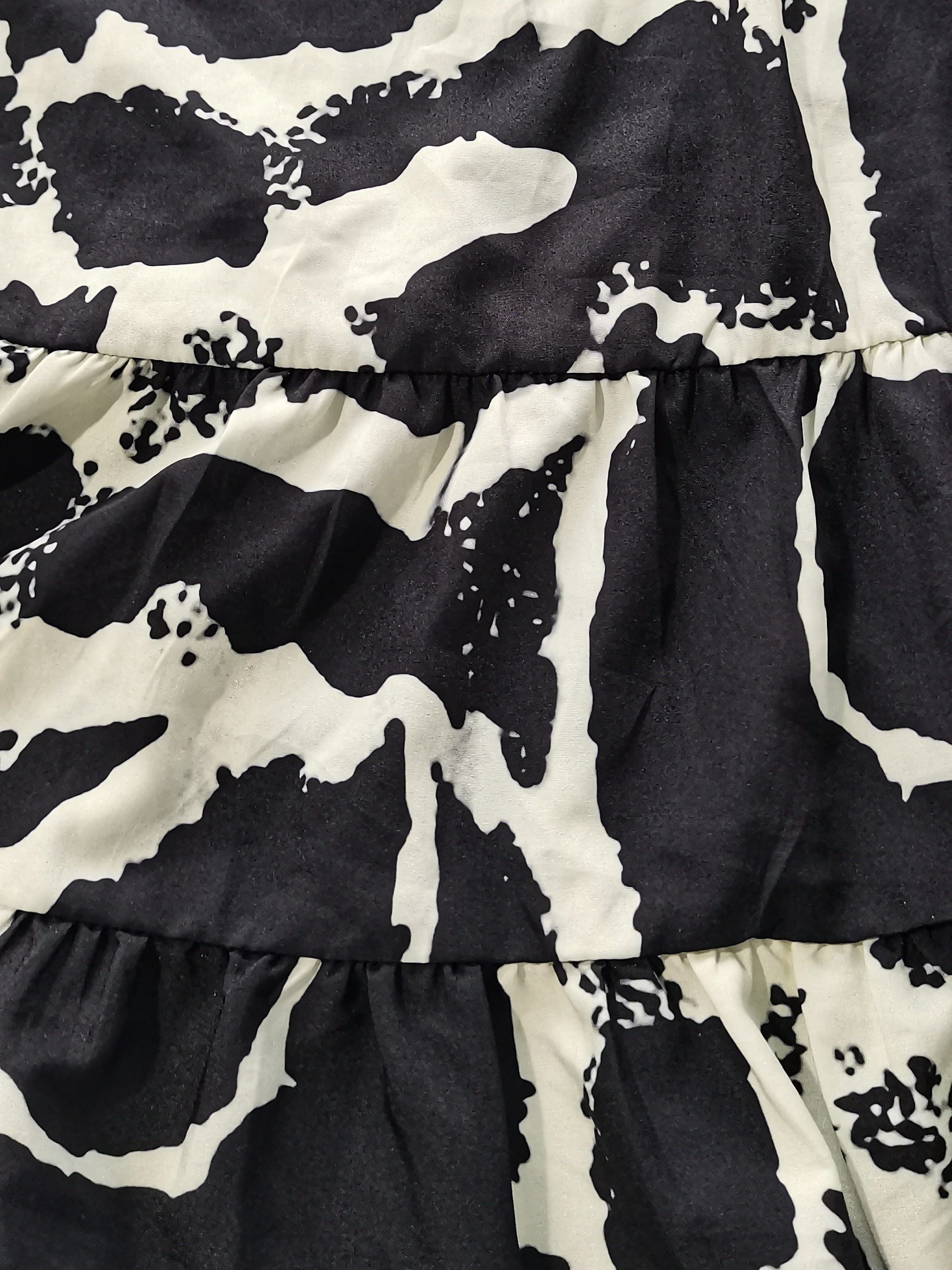  Casual Dress Random Print Button Up Bell Sleeve V Neck Smock Dress
