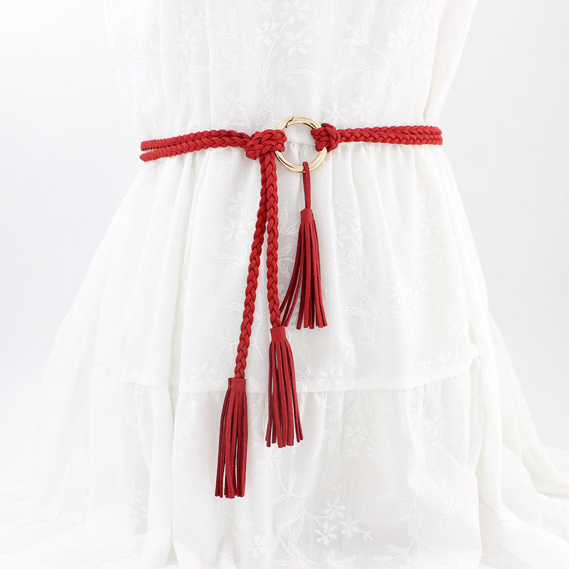Braided Waist Rope Dress Skirt Decorative Thin Belt Female Knot Belt