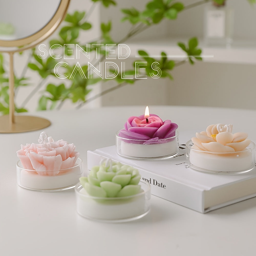 Flower-Shaped Glass Scented Candle - Christmas Birthday Gift