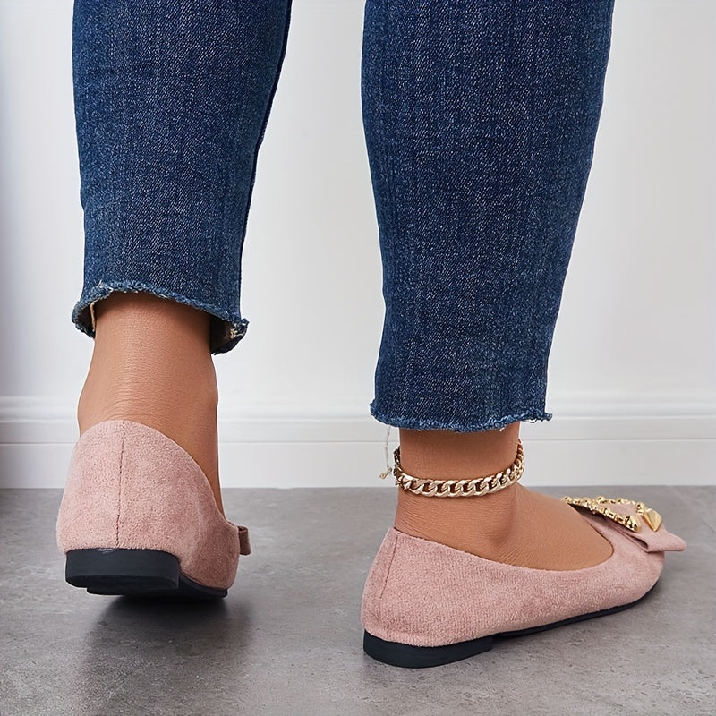 Metallic Decor Ballet Flats Soft Sole Slip On Shoes