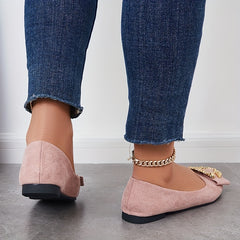 Metallic Decor Ballet Flats Soft Sole Slip On Shoes