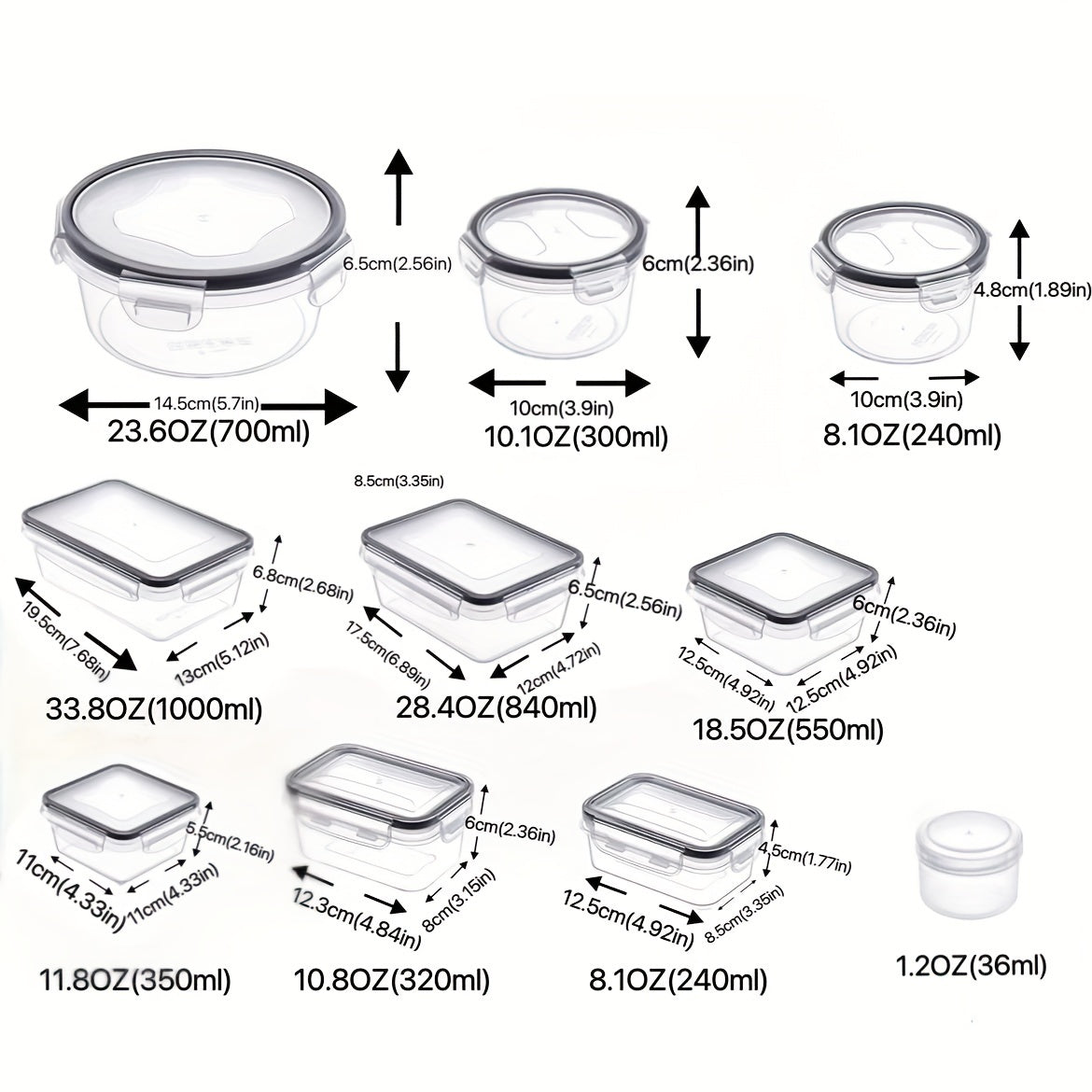 20pcs Large Plastic Food Storage Container With Lid - Fresh Keeping Box
