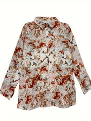  Tie Dye Long Sleeve Button Up Tunic Shirt Top