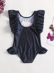 Flamingo Print Ruffled Onesie Swimsuit for Baby Girls
