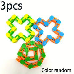 Colorful Chain Building Blocks 24 Link Toy Orange Green Pink