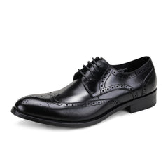 FARWARWO Leather Brogue Wingtip Derby Shoes