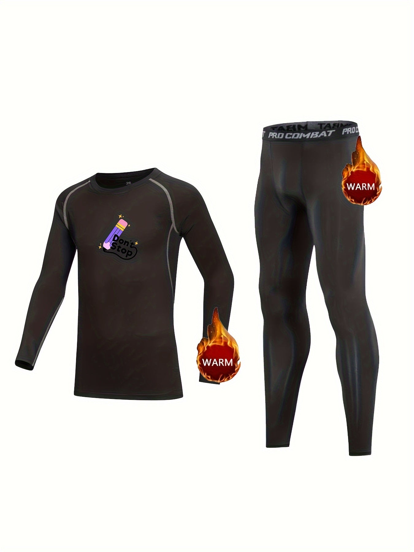 Kids Microphone Pattern Compression Fleece Set with Matching Pants