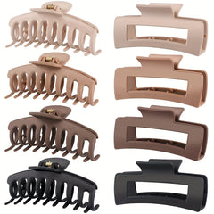 8pcs Matte Solid Hair Claw Style Shark Claw Ponytail Holder Hair Accessories