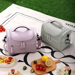 Polyester Lunch Bag Insulated Thermal Cooler Tote Large Capacity Hand Washable