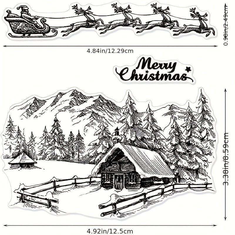 Christmas Transparent Stamps Xmas Theme City House Background