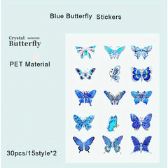 30pcs Crystal Butterfly Stickers for Journaling Scrapbooking Wall Crafts