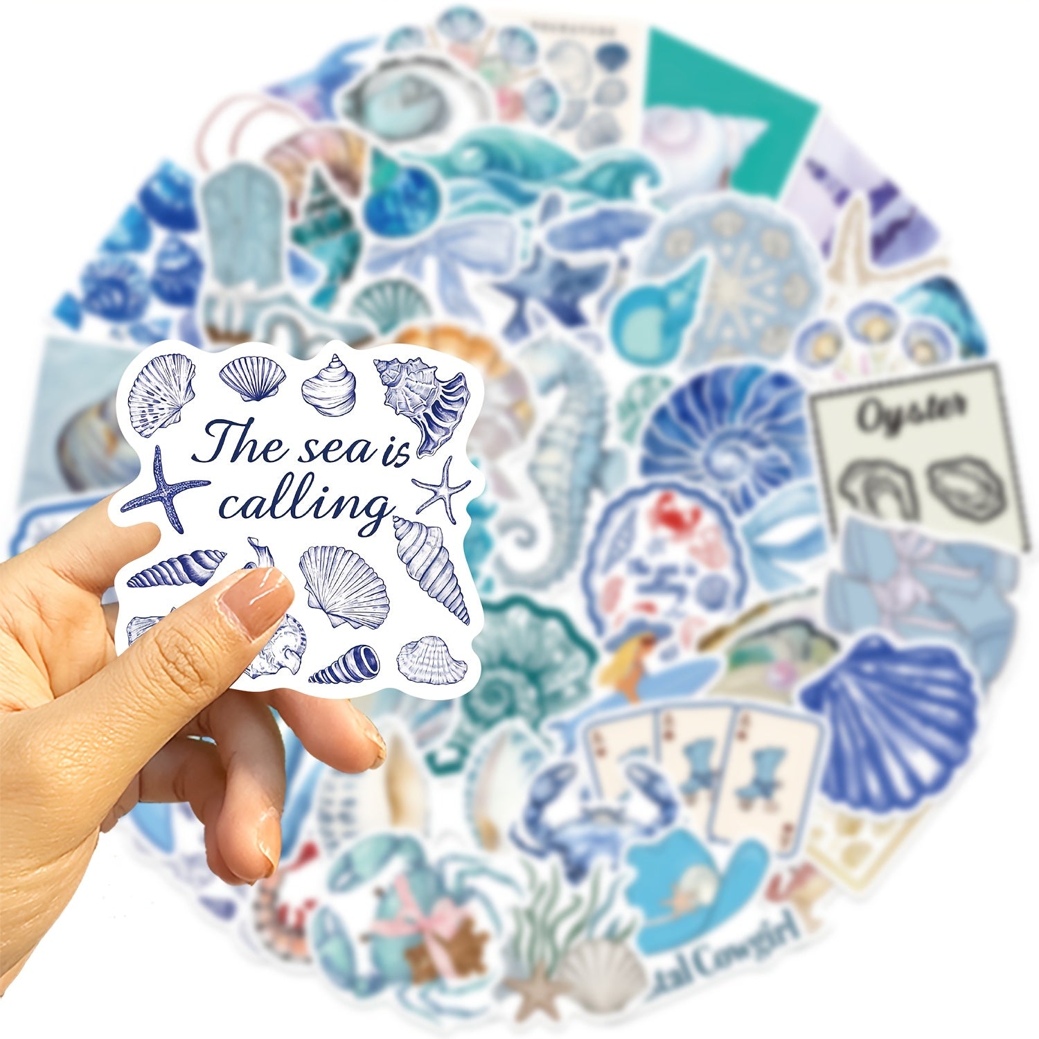 50pcs Coastal Girl Vinyl Stickers - Ocean & Marine Themed Decals