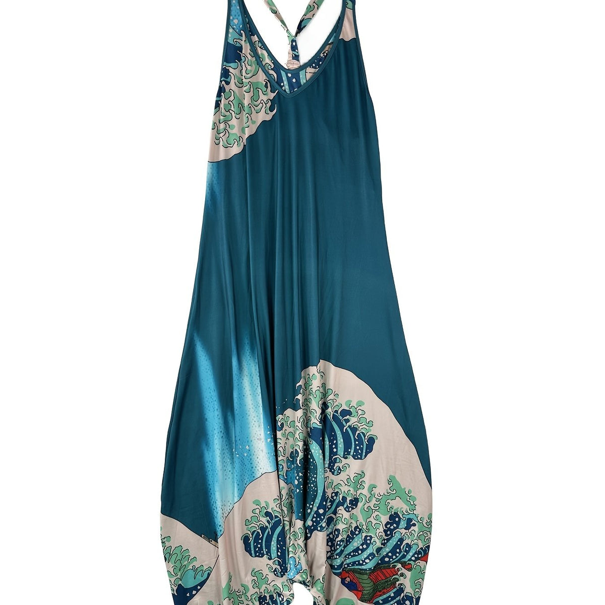  Painting Print V Neck Jumpsuit