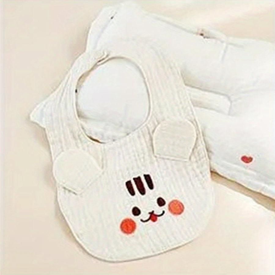 Baby Cotton Gauze Anti-Spitting Milk Bib Ear Embroidery Bib