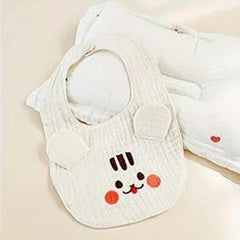 Baby Cotton Gauze Anti-Spitting Milk Bib Ear Embroidery Bib