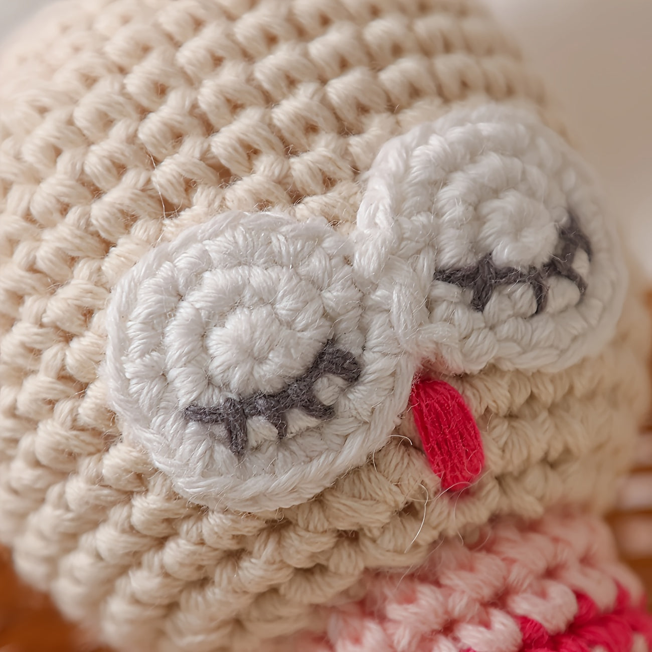 Crochet Owl Rattle Teether Toy with Bell, 3D Details