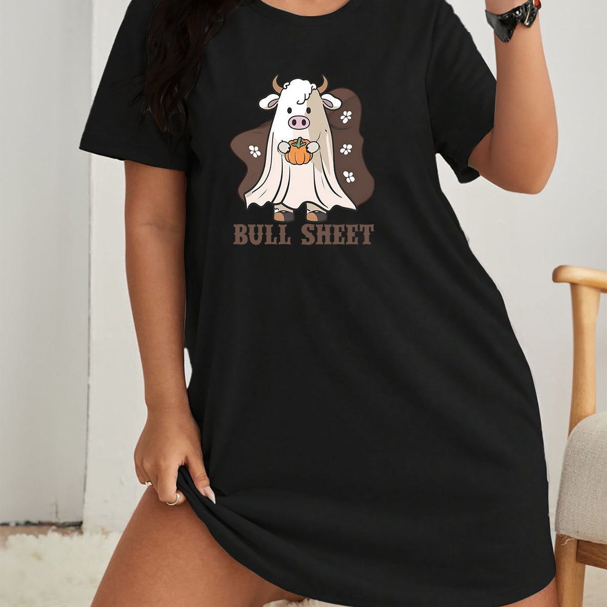  Halloween Ghost Print Tee Nightdress