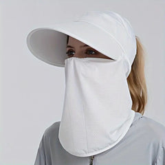 Ponytail Sports Sun Visor Hat with Neck Gaiter - Mesh Breathable Cap