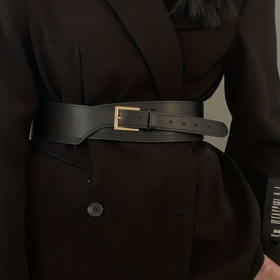 Vintage Wide Belt PU Leather Waistband Stylish Dress Coat Girdle